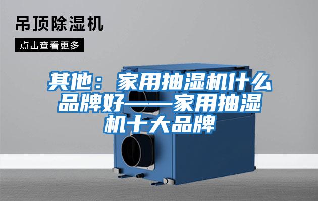 其他：家用抽湿机什么品牌好——家用抽湿机十大品牌