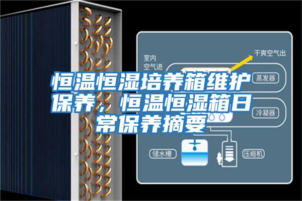 恒温恒湿培养箱维护保养，恒温恒湿箱日常保养摘要